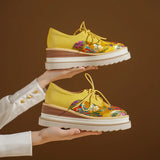 Anica Silk Embroidery Leather Platform Oxford Shoes