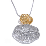 Helena Flower Petal Disk Pendant Necklace