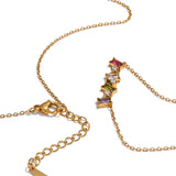 Yulia Colorful Multi Square CZ Rhinestone Necklace