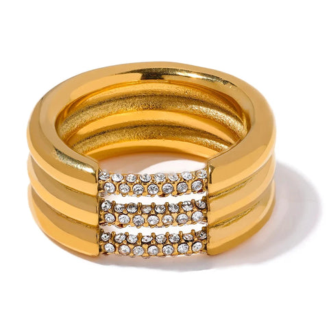 Triple Cubic Zirconia Layer Band Ring