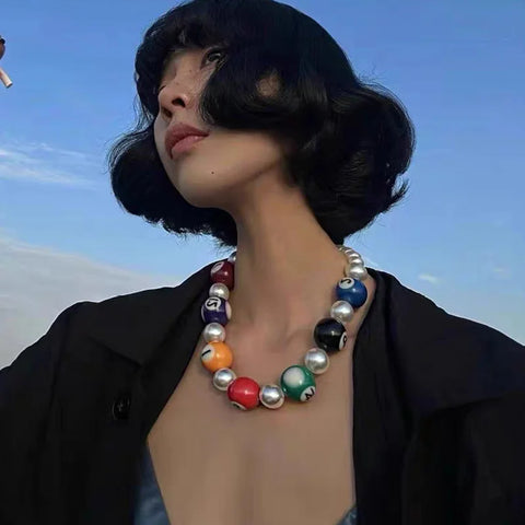 Fun Colorful Billiards Cue Balls Bead Necklace