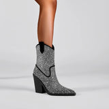 Caja Rhinestone Sequin Western Chelsea Boots