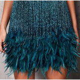 Teressa Feather Tassel Sequin Mini Dress