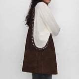 Sabre Vintage Rivet Suede Shoulder Bag