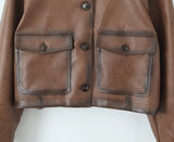 Loue Vintage Brown Faux Leather Jacket