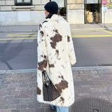 Valerina Spotted Pattern Faux Fur Maxi Coat