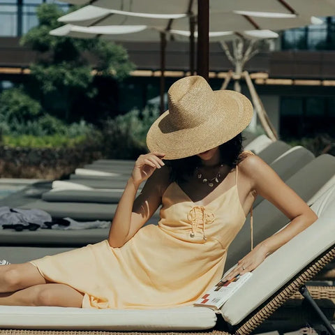 Bora Casual Straw Fedora Hats 7cm no ribbon / 54-58cm Bora Casual Straw Fedora Hats 7cm no ribbon / 54-58cm