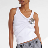 Karim Pinching Hand Applique Tank Tops