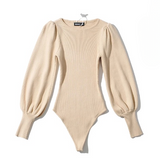 Brooke Basic Puff Sleeve Knit Bodysuit