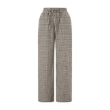 Harper Pin Check Casual Drawstring Pants