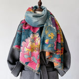 Elegant Floral Cashmere Shawl Scarves