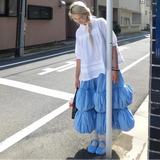 Annette Blue Tiered Balloon Skirt