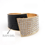 Regina Rhinestone Leather Geometric Cuff Bracelet