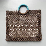 Suria Color Block Handle Crochet Basket Bag