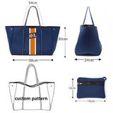 Delma YOUR Initials Monogram Stripe Neoprene Tote