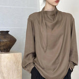 Rita Elegant Cowl Neck Tie Blouse