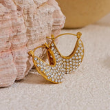 CZ Rhinestone Heart Hoop Earrings