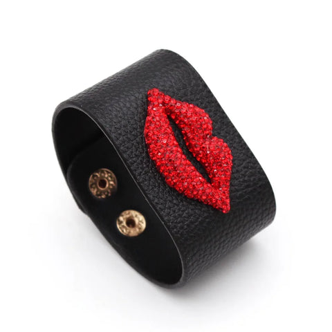 Rhinstone Kiss Red Lip Bracelets