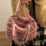Colorful Bohemian Fluffy Knit Totes