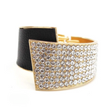 Regina Rhinestone Leather Geometric Cuff Bracelet