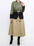 Mende Bomber Jacket Patchwork Trench Coat
