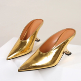 Viola Pointed Toe Tulip Mule Pumps