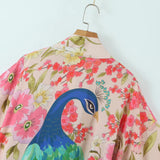 Daliah Peacock Floral Boho Kimono Robe