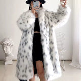 Reka Faux Snow Leopard Fur Maxi Coat