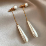 Elegant Baroque Pearl Water Drop Earrings