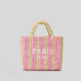 Paris Candy Color Stripes Straw Knit Shopper Totes