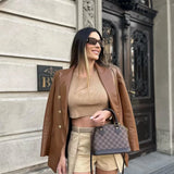 Tanya Double Breasted Faux Leather Blazer