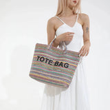 Capri Woven Rainbow Tote Bag