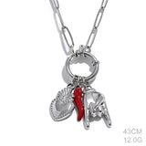 Lily Palm Red Chili Heart Charms Pendant Necklace