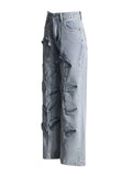 Alley Flower Patchwork Wide Leg Jeans