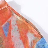Naomi Aesthetic Print Mesh Tissue Top