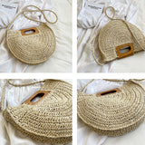 Sema Woven Straw Half Moon Bag