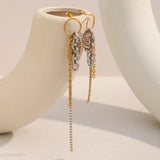 CZ Chain Tassel Hoop Earrings