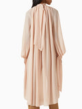 Grizia Smock Neck Tie Loose Long Blouse