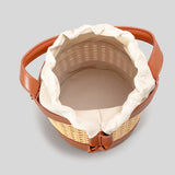 Nila Faux Leather Rattan Mini Bucket Bag