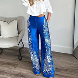 Ramona Blue Printed Wide Leg Pants