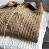 Cable Knit Textured Cotton Shirt Blouse