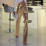 Farah Croco Effect Metallic Pants