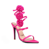 Ines Rosette Wrap Around Stiletto Sandals