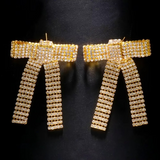 Crystal Rhinestone Bow Statement Earrings