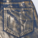 Adelin Metallic Coated Wide Leg Jeans
