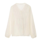 Thelma Semi-Transparent Ruffle Boho Blouse