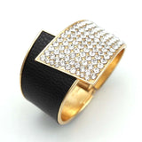 Regina Rhinestone Leather Geometric Cuff Bracelet