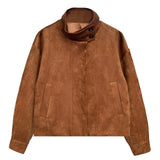 Mamiya Faux Suede Funnel Neck Jacket