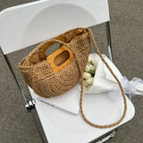 Sema Woven Straw Half Moon Bag