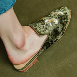 Brooke Embroidery Crushed Velvet Mules